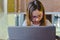 Teenage girl at the computer home teaching. computer, distant learn, webinar, child pupil, class