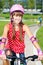 Teenage girl cycling