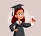 Teenage Girl Graduating School Vector Cartoon