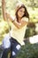 Teenage Girl Having Fun On Rope Swing