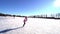 teenage girl ice skating on winter frozen lake. young Figure skating girl at the frozen lake in the winter. outdoor ice