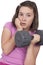 Teenage girl lifting weight