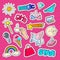 Teenage Girl Style Stickers, Patches and Badges with Rainbow, Unicorn and Ice Cream