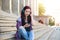 Teenage girl surfing the net on smartphone