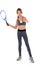 Teenage girl tennis player isolaated