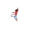 The teenage girl twisting hoop. Vector illustration in the flat cartoon style