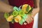 Teenage girl wearing corsage close-up of flowers