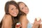 Teenage girls with apples