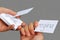 teenage girls, holding file cards with latin vocabulary, learning for school