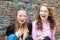 Teenage girls laughing