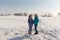 Teenage girls outdoors in winter