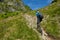 Teenage hiker on mountain trail