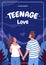 Teenage love poster flat vector template