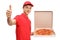 Teenage pizza delivery boy making a thumb up gesture