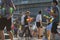 Teenage plays water with his friends during Songkran