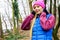 Teenage sporty girl listening to music outdoor