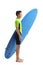 Teenage surfer waiting in line