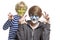 Teenage and young boys with face painting monster and wolf