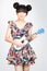 Teenager asian girl with ukulele guitar