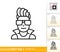 Teenager avatar dj male guy face line vector icon