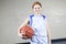 Teenager basketball player play his favorite sport