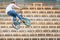 Teenager on a bicycle in a high jump