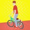 Teenager boy on a bicycle. Realistic vector illustration