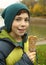 Teenager boy with eskimo chocolate with nut icecream