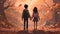 A teenager boy and girl holding hands animation illustration