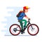 Teenager boy riding fast modern electric bicycle