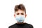 Teenager boy wearing respiratory protective medical mask