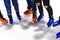 Teenager boys with skateboards walking outdoor