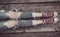 Teenager concept. Teenagers lounge, outdoors top view. Depressed teenager sitting on wooden desk. Stressed sad young