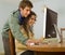 Teenager couple computer