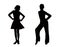 A teenager couple dancing bodies silhouette vector