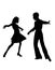 A teenager couple dancing, silhouette vector