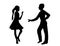A teenager couple dancing, silhouette vector