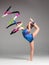 Teenager doing gymnastics dance with ribbon