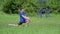 Teenager doing workout outdoors, healthy lifestyle