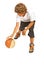 Teenager dribbling basketball