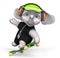 Teenager elephant skateboarding 3d render