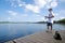 Teenager fishing Lake Champlain,Vermont