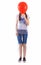 Teenager girl with balloon cover her face