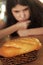 Teenager girl dieting loose weight restrict eating bread