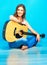 Teenager girl singer with guitar