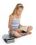 Teenager girl sit on floor and reading book