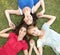 Teenager Girls Looking Up Into Camera