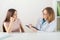 Teenager medical help,teen girl at a doctor`s consultation in a medical clinic