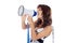 Teenager with megaphone