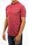 A teenager model wear a crimson red cherry shirt with short sleeve